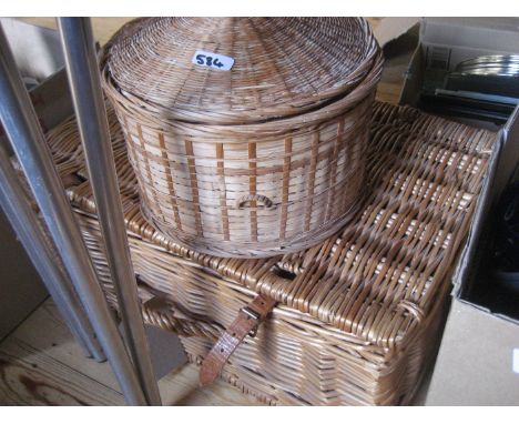 WICKER PICNIC HAMPER ETC (2)