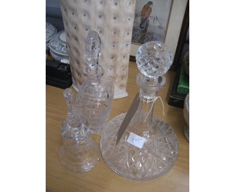 GLASS SHIPS DECANTER ETC (3)