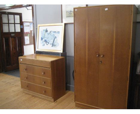 LIGHT OAK WARDROBE AND CHEST OF DRAWERS