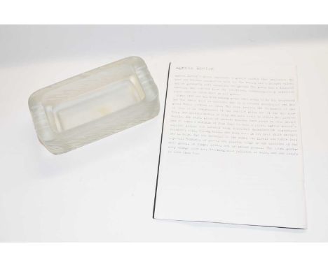 A frosted glass ashtray designed by Agneta Linton, 18cm long