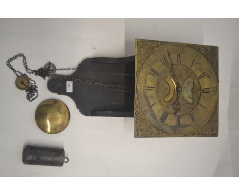 S Lanson Kighley (possibly and old spelling of Keighley, Yorkshire), a George III brass long case clock movement, square dial