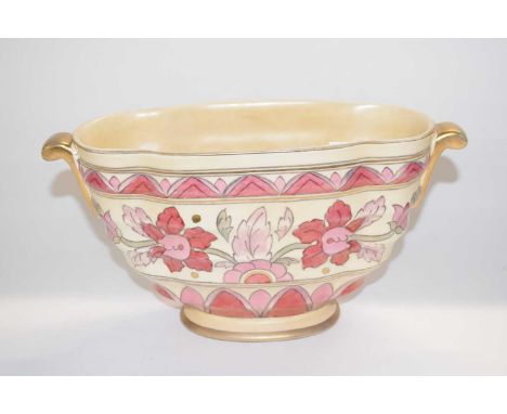 A Crown Ducal flower bowl designed by Charlotte Rhead together with a further Bursley ware ceramic basket, signed by Rhead, f