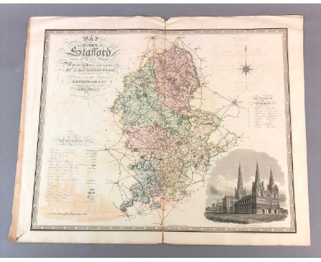 Greenwood and co, Map of the county of Salop, 1826/1827, 59 x 70cm (SH), together with a collection of unframed maps: five ma