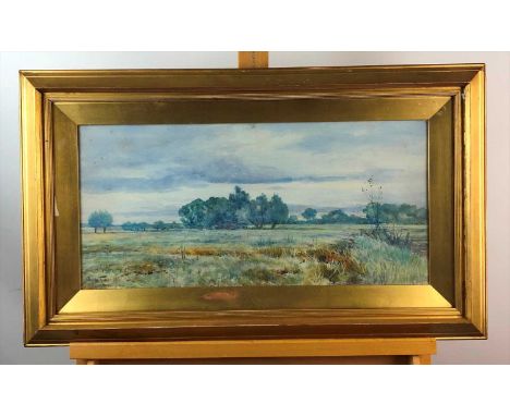 R W Fraser, Littleport, signed lower left, watercolour, 25 x 55cm
