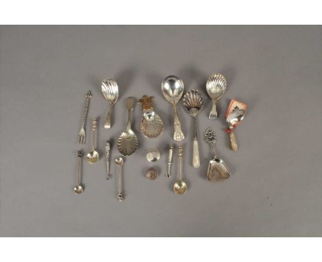 A collection of silver caddy spoons, to include; a commemorative example to celebrate the marriage of HRH Prince Charles and 