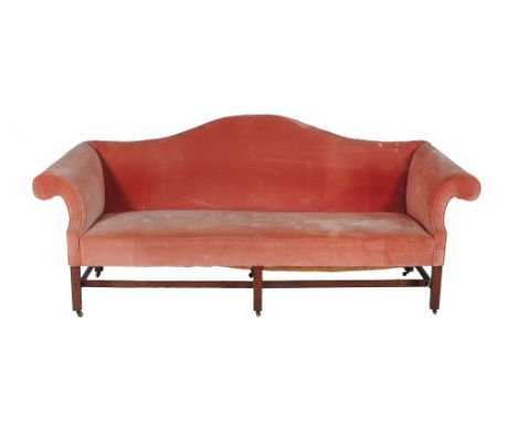 A George III mahogany sofa , circa 1780, upholstered in rose coloured velvet   A George III mahogany sofa  , circa 1780, upho