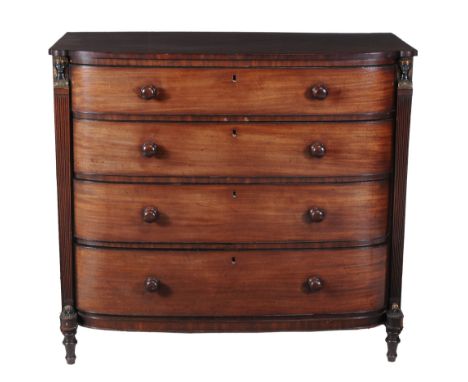 A Regency mahogany bow front chest of drawers , circa 1815   A Regency mahogany bow front chest of drawers  , circa 1815, mou