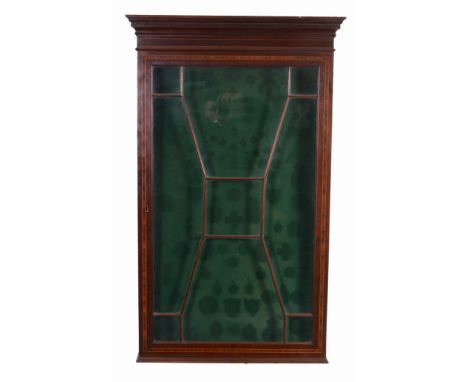 A mahogany and satinwood crossbanded wall display cabinet   A mahogany and satinwood crossbanded wall display cabinet,   firs