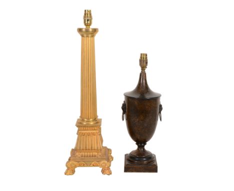 A gilt metal table lamp in Restauration style, early 20th century   A gilt metal table lamp in  Restauration   style,   early