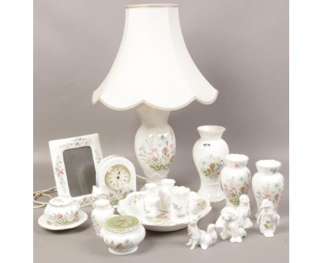 A collection of Aynsley ceramics to include table lamp, animals, vases etc. 