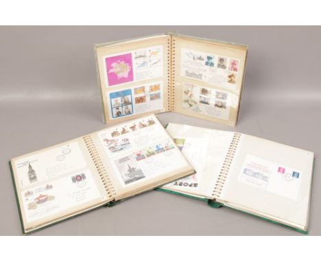 Stamps; three albums of consecutive first day covers stamped addressed envelopes 1973 - 1982. 