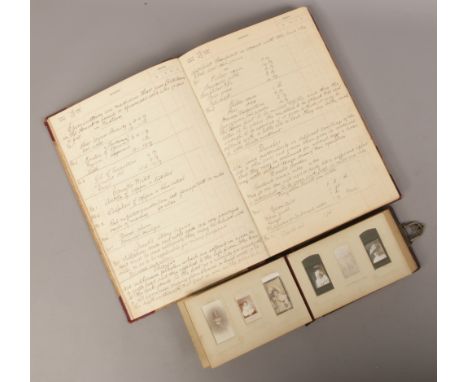 A partly filled Victorian journal receipt of stores Army book with mess records, recipes etc, along with a small Victorian ph