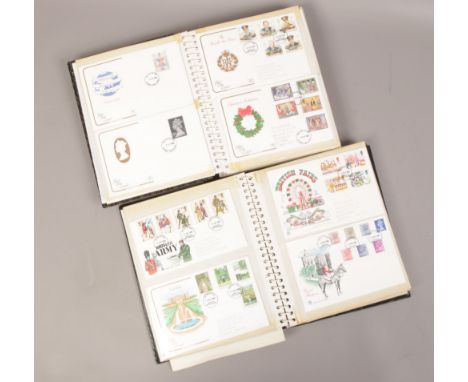 Stamps; two albums of consecutive first day covers stamped addressed envelopes 1982 - 1990. 