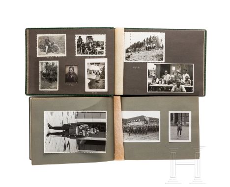 Zwei Fotoalben von Angehörigen des Infanterie-Regiments 48 bzw. der Gebirgstruppe  Dienstzeitalbum im Schuber, Albumdeckel be