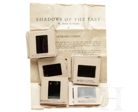 "Shadows of the past" - 50 Farbdias, überwiegend mit Aufnahmen Hitlers aus den Jahren 1937-39  In kartonierter Einrahmung mit