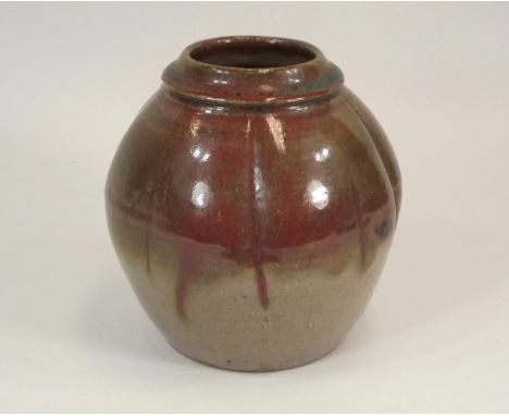 TREVOR CORSER?
A lobed vase possibly by Trevor Corser. Height 18cm. Impressed glaze obscured marks, possibly personal & Leach