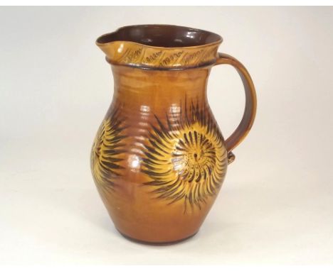 DAVID EELES.
An early David Eeles slip ware pitcher. Height 26cm. Impressed mark