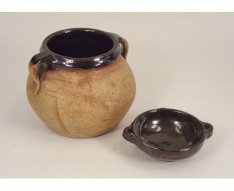 TREVOR CORSER.
A chestnut roasting pot & a small twin-handle bowl by Trevor Corser. Both with personal & Leach Pottery marks.