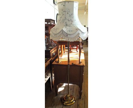 A Brass standard lamp and three occasional tables