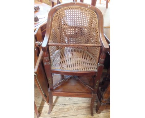 A Victorian Mahogany Bergere child's high chair and a vintage trouser press