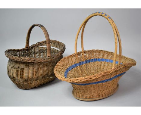A Vintage Wicker Trug and a Vintage Wicker Shopping Basket 