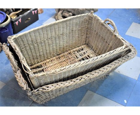 Two Large Vintage Wicker Baskets, Both AF, Largest 88x58cm 