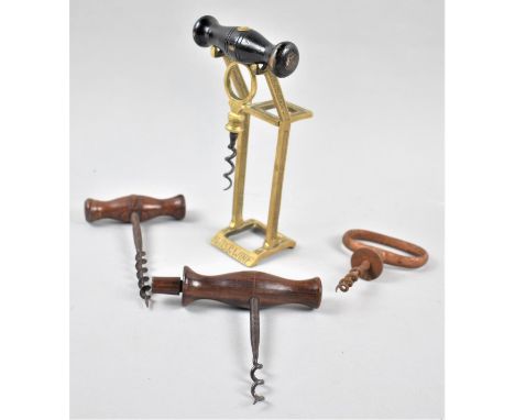 A Collection of Vintage Corkscrews Together with a Late 19th Century Brass "Nuts and Wine" Stand 