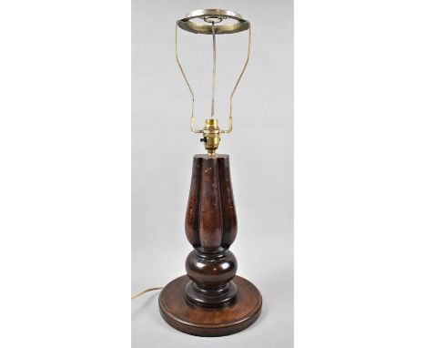 A Mid 20th Century Mahogany Vase Shaped Table Lamp Base, No Shade, 55cm High Overall 