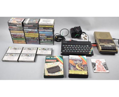 A Vintage Spectrum ZX Computer, Cassette Player (Both Untested) Together with 40 Cassette Games and Software 
