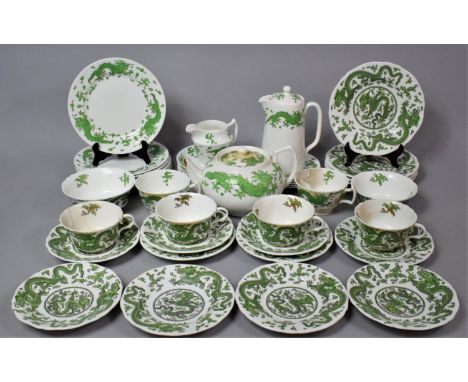 A Collection of Green Dragon Decorated Tea Wares to comprise Part Set of Coalport including Two Sugar Bowls, Ten Various Sauc