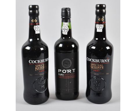 Three Bottles of Port to Include Two Bottles of Cockburn's and One Bottle Ruby 