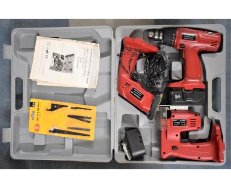 A Three-In-One Cased Tool Kit to Include Cordless Drill, Jigsaw and Sander 