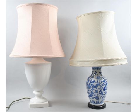 Two Vase Shaped Ceramic Table Lamps, Both with Shades, Tallest 65cm high 