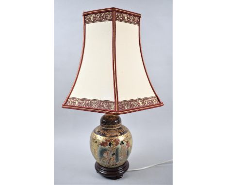 A Modern Oriental Table Lamp and Shade in the Form of a Ginger Jar, 48cm High 