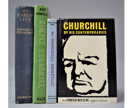 A Collection of Books on a Topic of Winston Churchill to Include 1941 Edition of My Early Life a Roving Commission by Winston