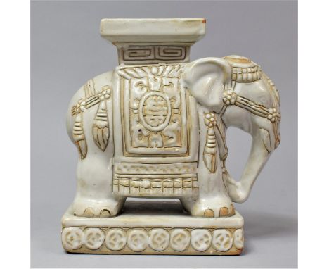 A Small Indian Glaze Ceramic Stool in the Form of an Elephant, 20.5cms high 