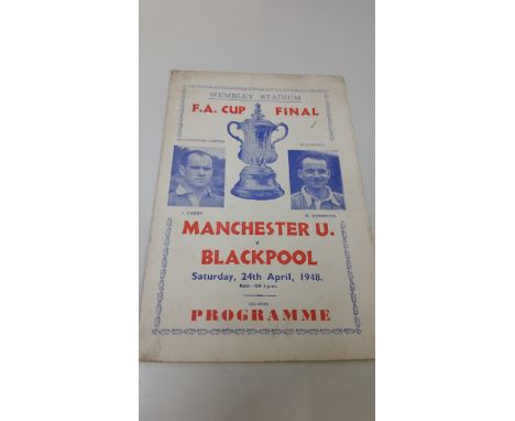 FOOTBALL, pirate programme for 1948 FAC Final, Manchester United v Blackpool, score and scorers neatly noted, G