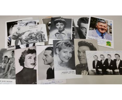 ENTERTAINMENT, signed postcards &amp; similar photos, inc. Dickie Valentine, Rosemay Squires, Donald Peers, Jimmy Young, Fran