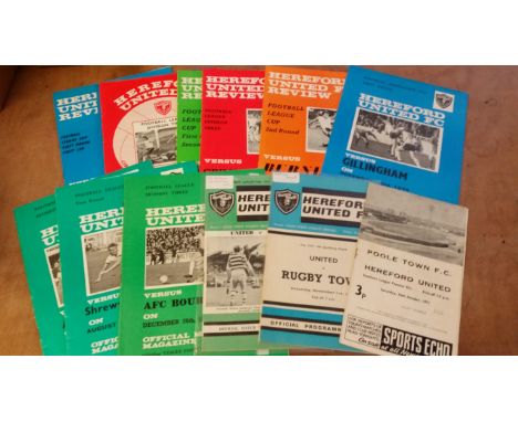 FOOTBALL, Hereford Town home (13) &amp; away programmes, 1970s, inc. v Rugby Town 1969/70 FAC, Reading 1972/3 (1st season); a