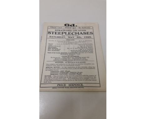 HORSE RACING, programme, Stratford-on-Avon Steeple Chase 1929, some results recorded in pencil, G