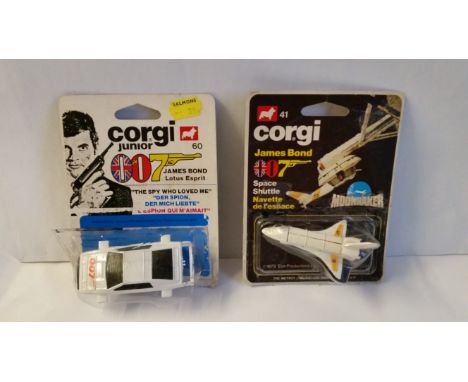 CINEMA, James Bond toys, Lotus Esprit (The Spy Who Loved Me) &amp; Space Shuttle (Moonraker) by Corgi 41 &amp; 60 in blister 