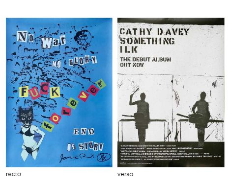 (Signed) Jamie Reid / Sex Pistols Poster No War No Glory F**K Forever. A double-sided poster, the other side promoting Cathy 
