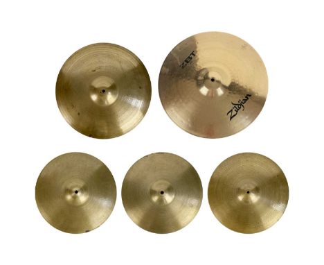 Zildjian 'Avedis' Cymbals. Four vintage stamped Zildjian cymbals, one is a 17" with the other three being 14", together with 