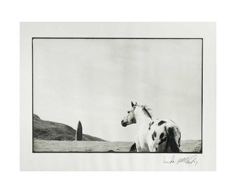 Linda McCartney (1941-1998) 'The Stallion and The Standing Stone' Signed to the lower right margin,
Platinum print of the ori