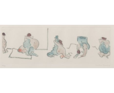 JAPANESE POSESColor etching and aquatint, 1967, on wove paper, signed and numbered 20/40 in pencil, with full margins, framed