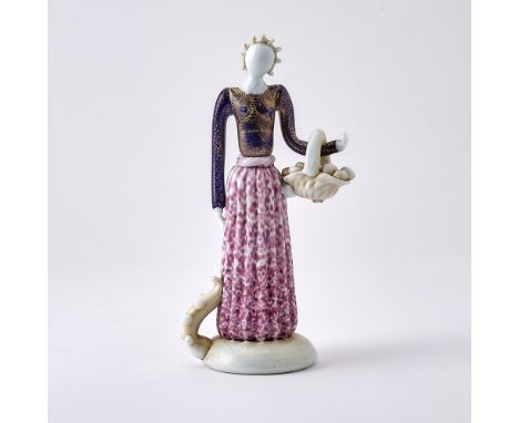Vetreria Artistica Barovier & C., circa 1933-35 The young woman modeled in a standing pose, wearing a long sleeve blue colore