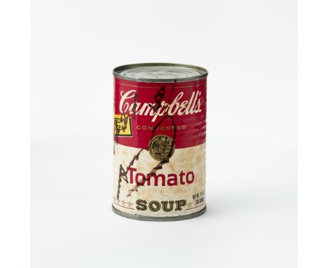CAMPBELL'S SOUP CAN (TOMATO)Soup can, 1981, signed and dated in black felt-tip marker on the label.Height 4 inches; 102 mm.An