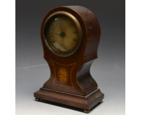 An Edwardian inlaid mantel clock