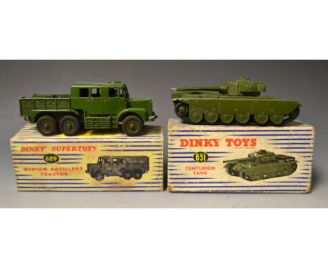 Dinky Toy - a 651 Centurion Tank, boxed;  a 689 Medium Artillery Tractor, boxed (2)