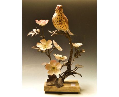 An Albany fine china bronze and porcelain model of a Song Thrush, by David Burnham-Smith, 291/500, with signed certificate